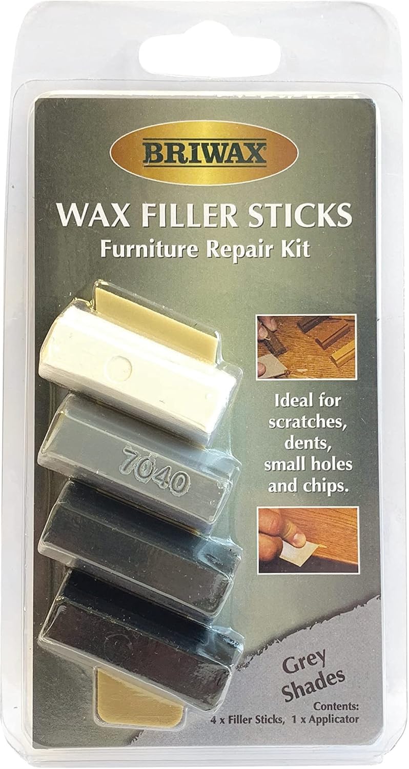 Briwax Filler Sticks Grey â€“ Quick Wood Repair for Scratches, Cracks & Nail Holes | Assorted Shades - Image 1